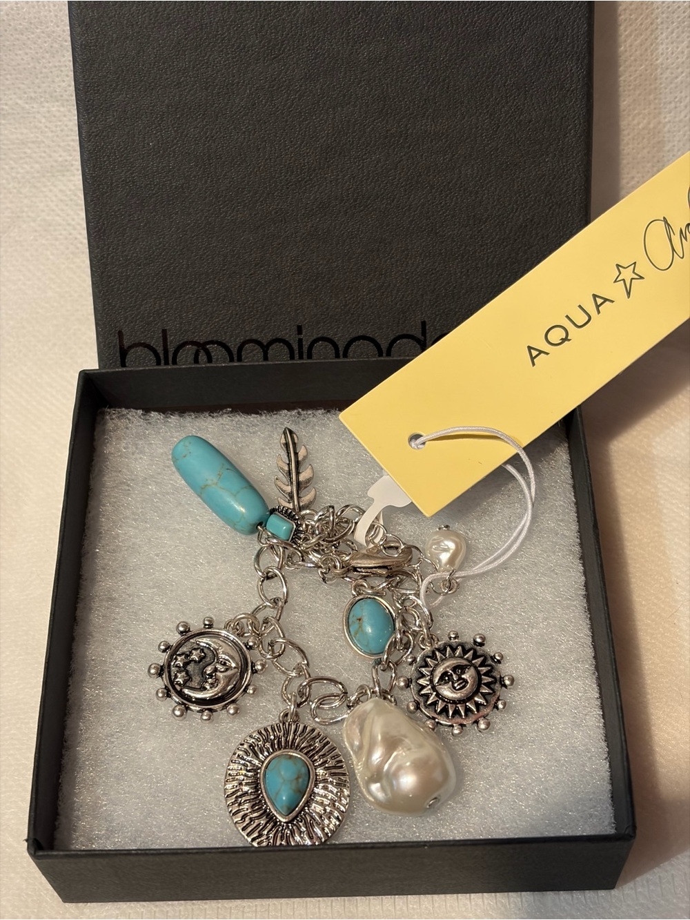 NWT Ava Phillippe for Bloomingdales silver and turquoise Ava charm bracelet